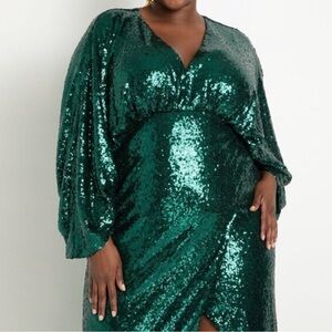 ELOQUII Green Sequin Dress